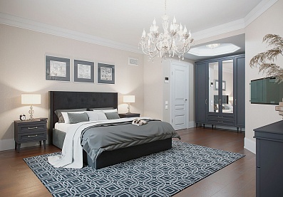 Спальня Орландо 8, тип кровати Мягкие, цвет Серый уголь